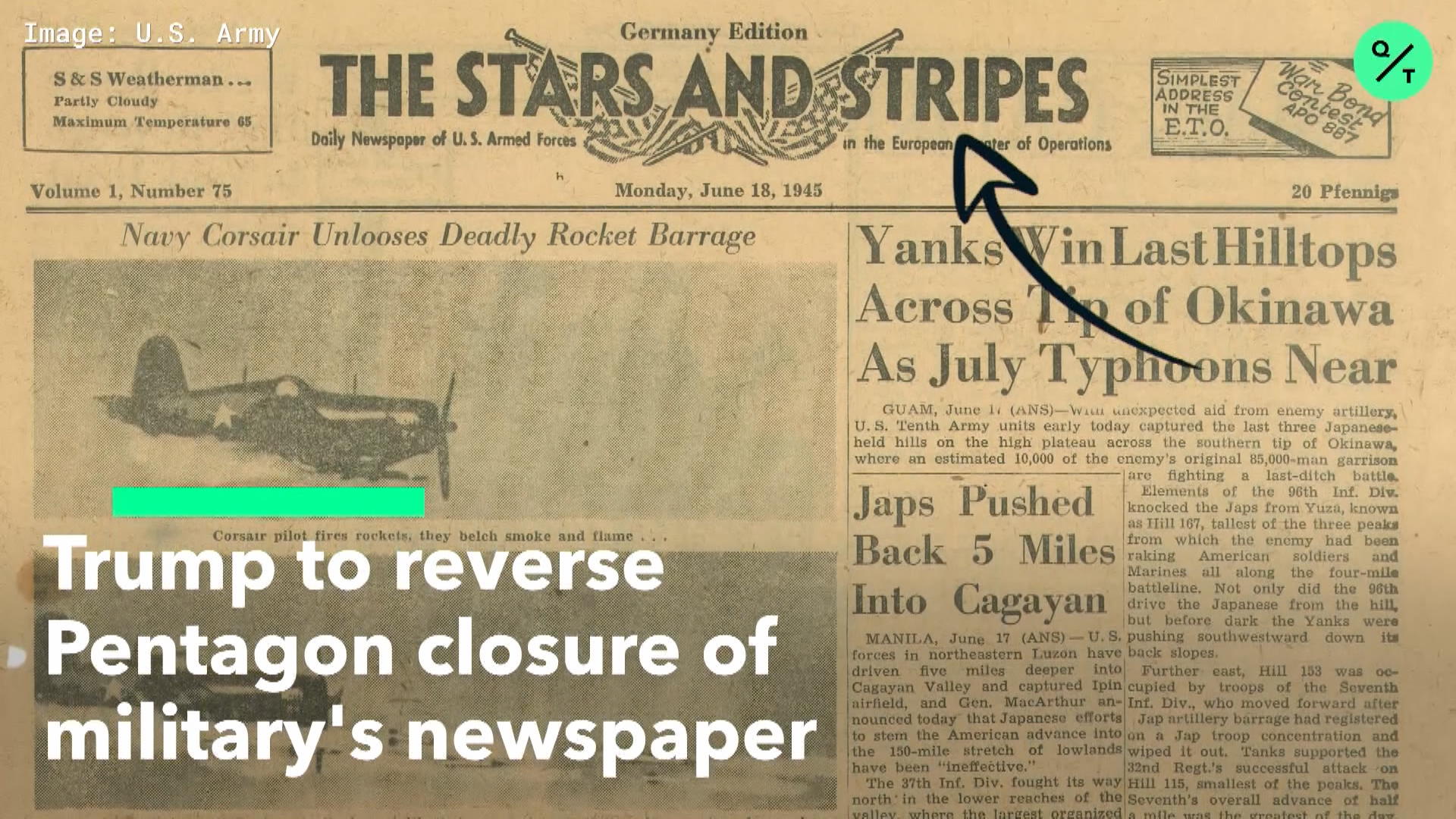 The Pentagon orders the military newspaper Stars and Stripes to