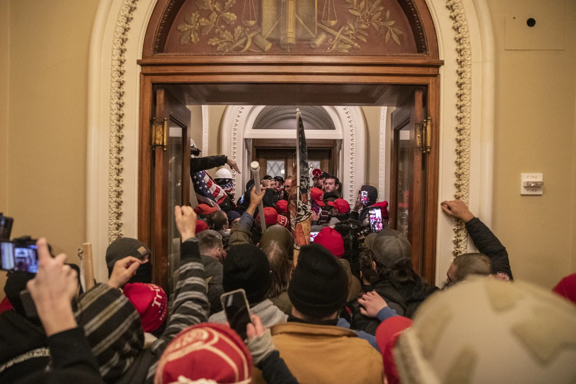 Rioters walk through the U.S. Capitol&nbsp;in Washington, D.C.,&nbsp;on Jan. 6.&nbsp;