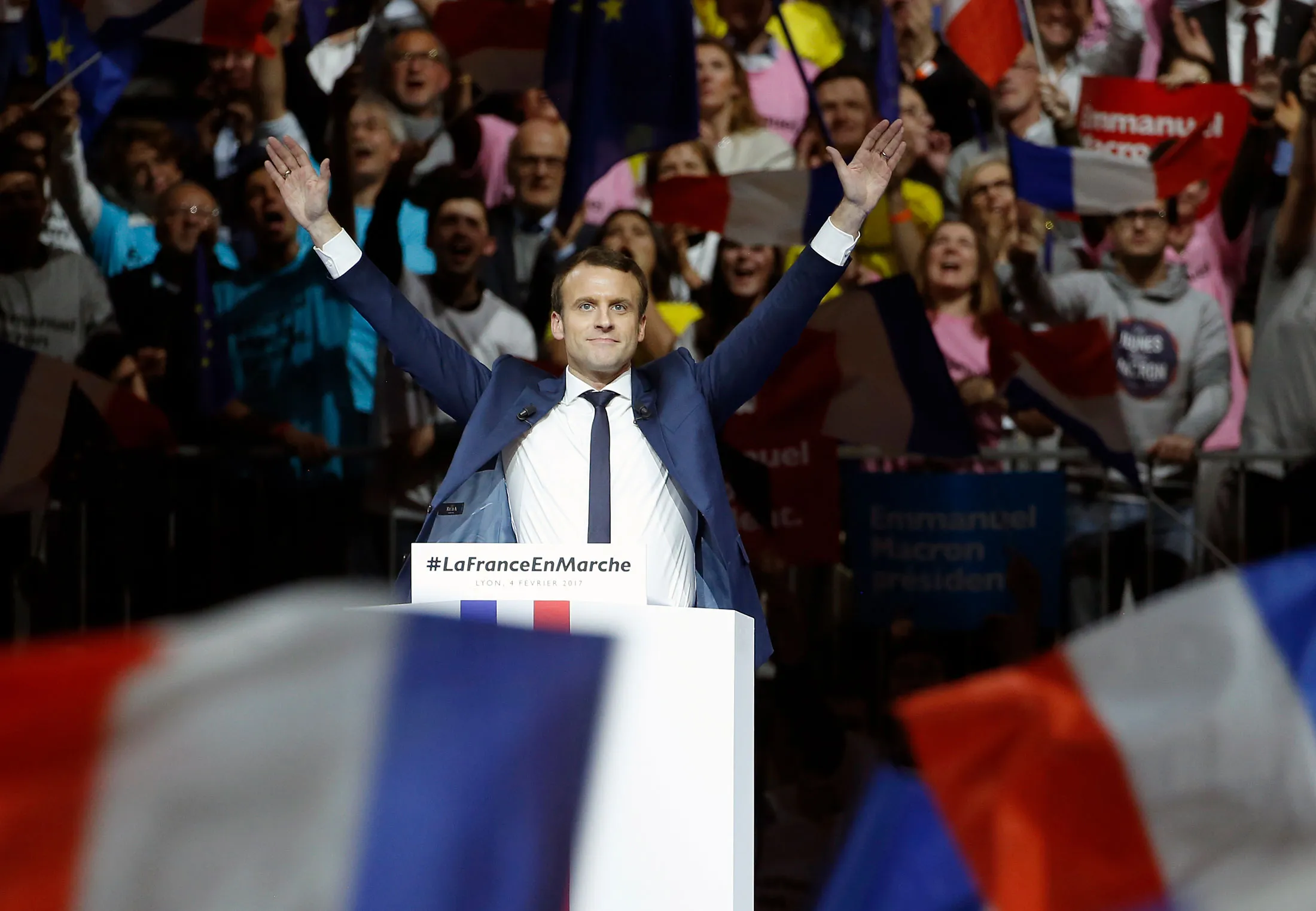 France’s Macron has surged in the polls—and become the target of Kremlin-controlled news agencies.
