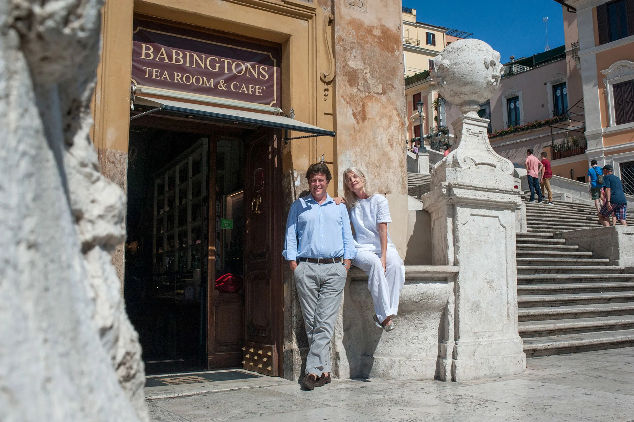 Owners Rory Bruce and Chiara Bedini at Babingtons Tea Room&nbsp;in Rome.