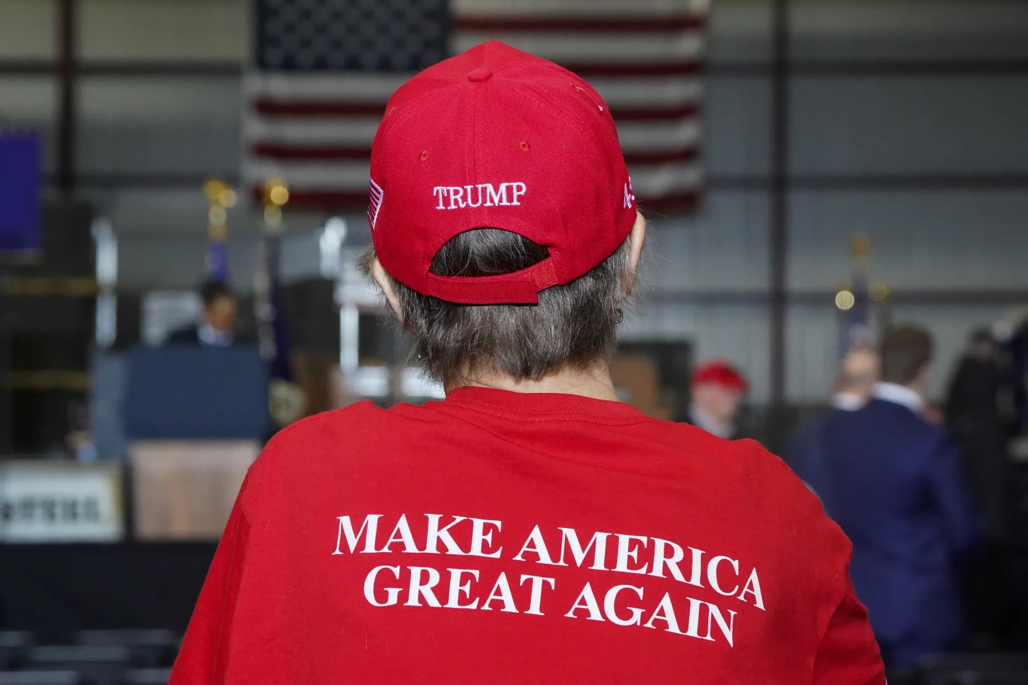 An attendee prior to a Trump event in Rome, Georgia.