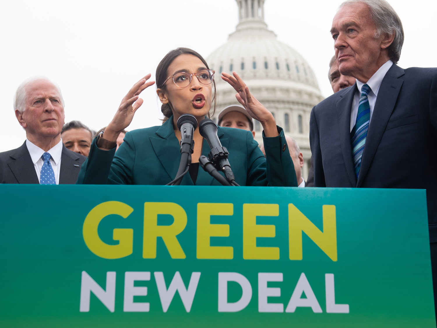Alexandria Ocasio-Cortez announces Green New Deal legislation on Feb. 7.