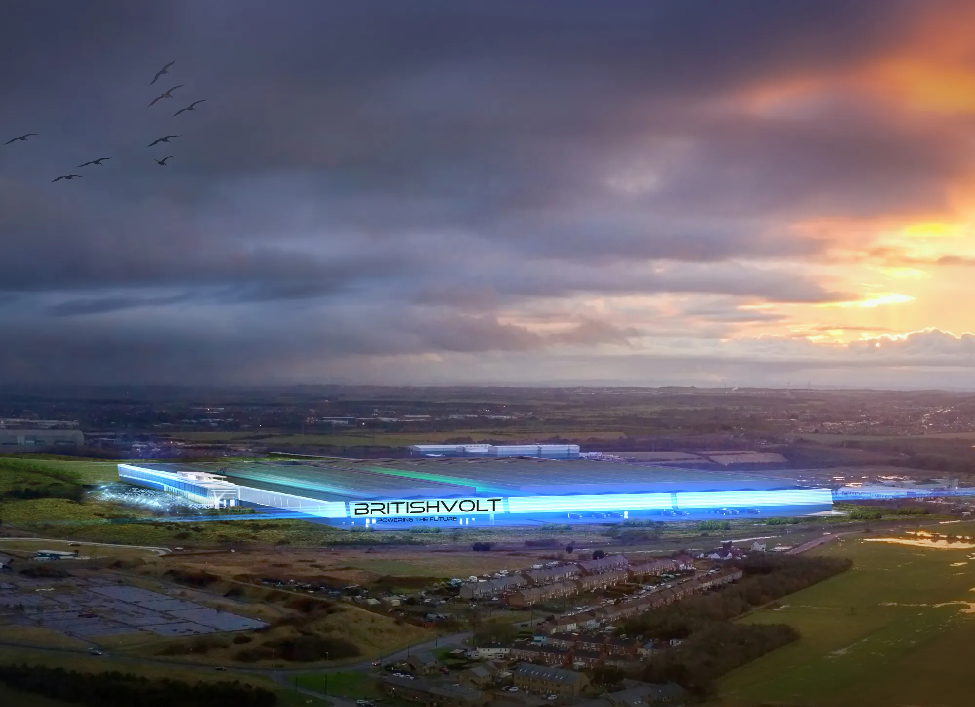 An illustration of a Britishvolt facility in the U.K.