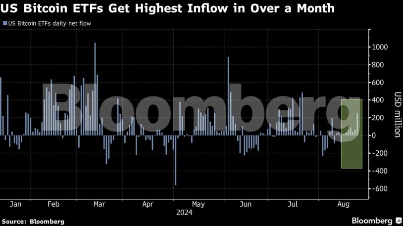 US Bitcoin ETFs Get Highest Inflow in Over a Month
