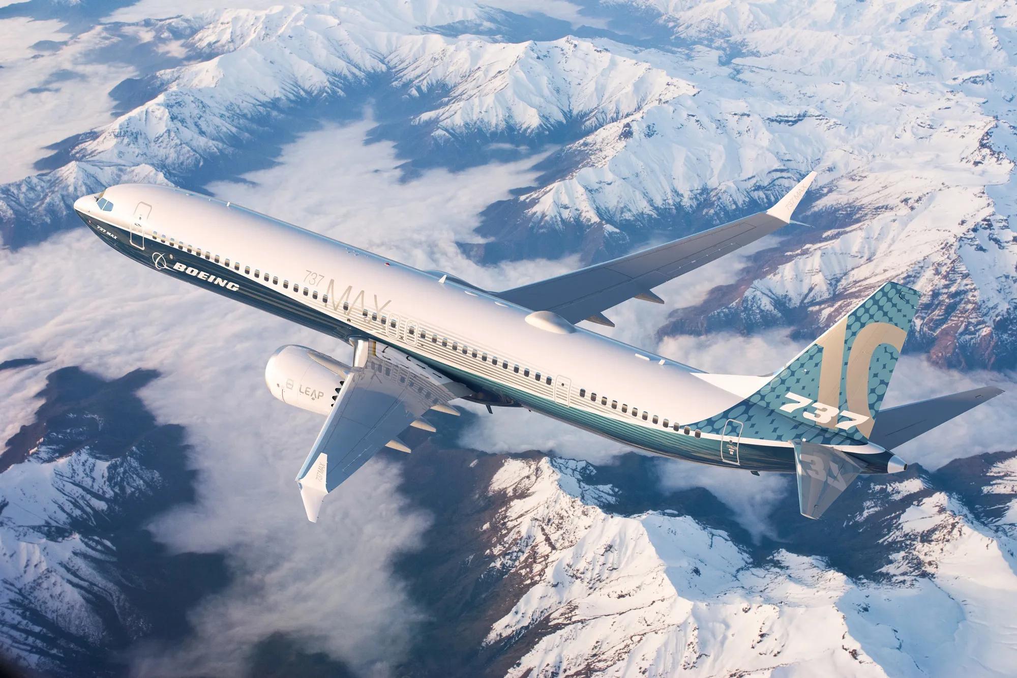 Illustration of a Boeing 737 MAX 10 aircraft.