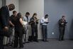 Job seekers wait in line to enter the Choice Career Fair in San Antonio, Texas, U.S.
