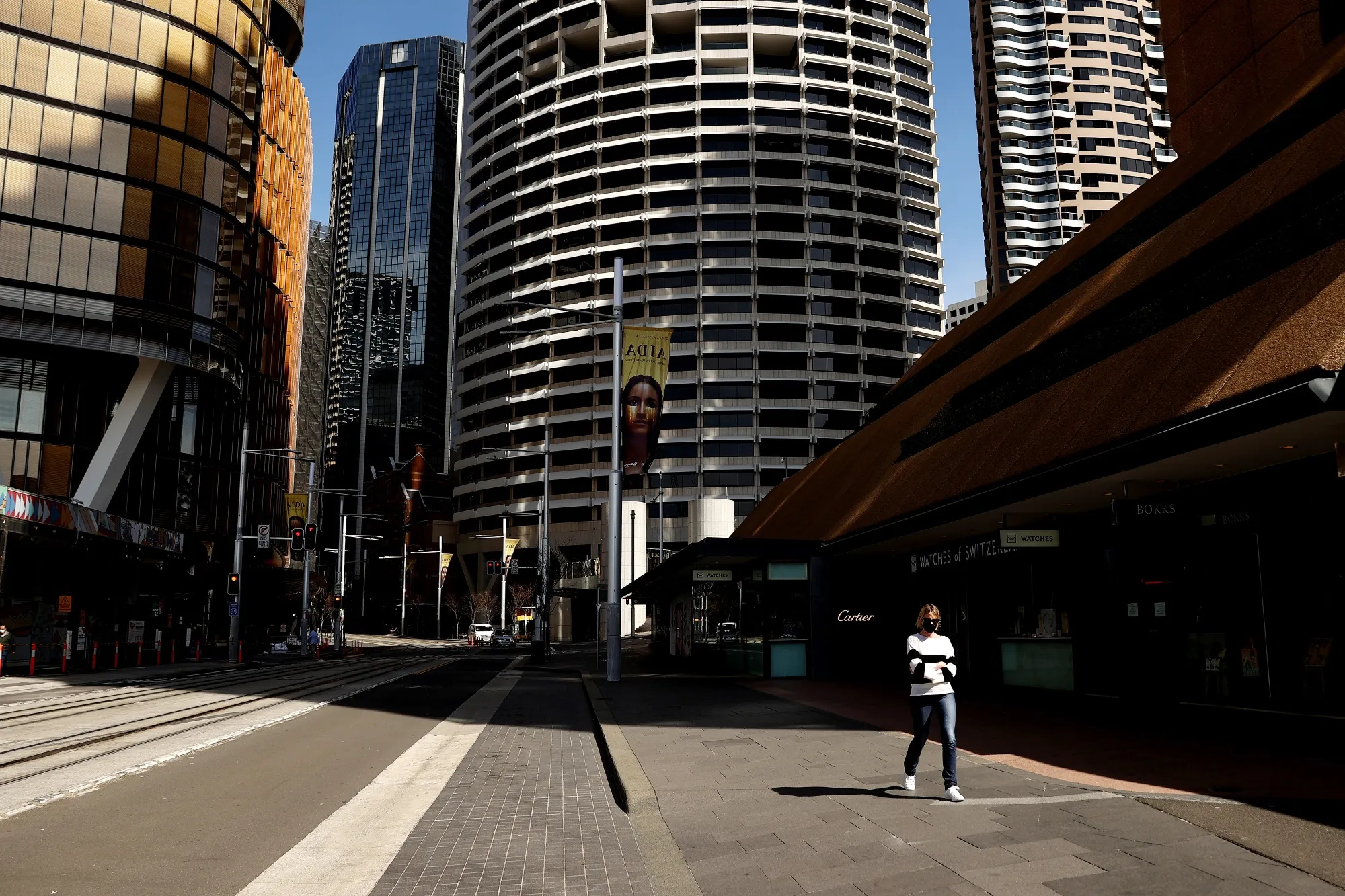 A deserted street in the central business district of Sydney, Australia, on&nbsp;Aug. 30.&nbsp;