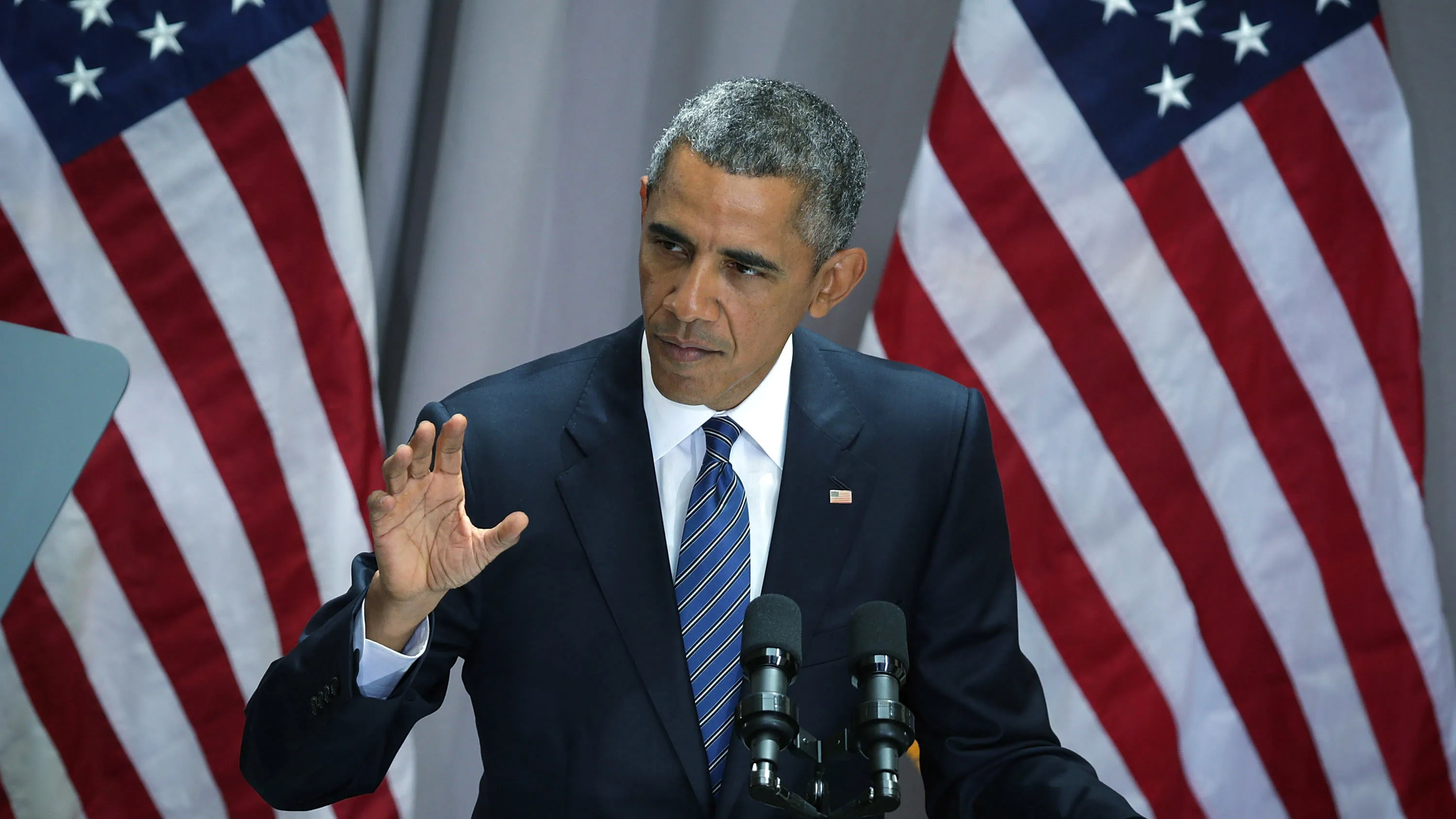 WASHINGTON, DC - AUGUST 05: U.S. President Barack Obama speaks about the Iran nuclear agreement August 5, 2015 at American University in Washington, DC. Obama is pushing for congress to appove the nuclear deal reached with Iran.
