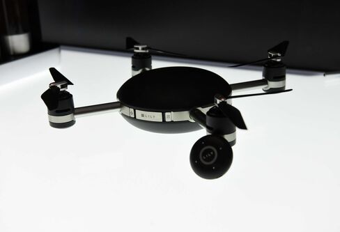 The Lily Camera, a throw-and-shoot camera, is displayed during CES Unveiled at the Consumer Electronics Show.