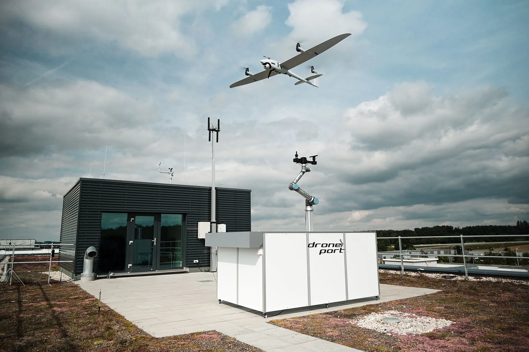 A drone docking system.