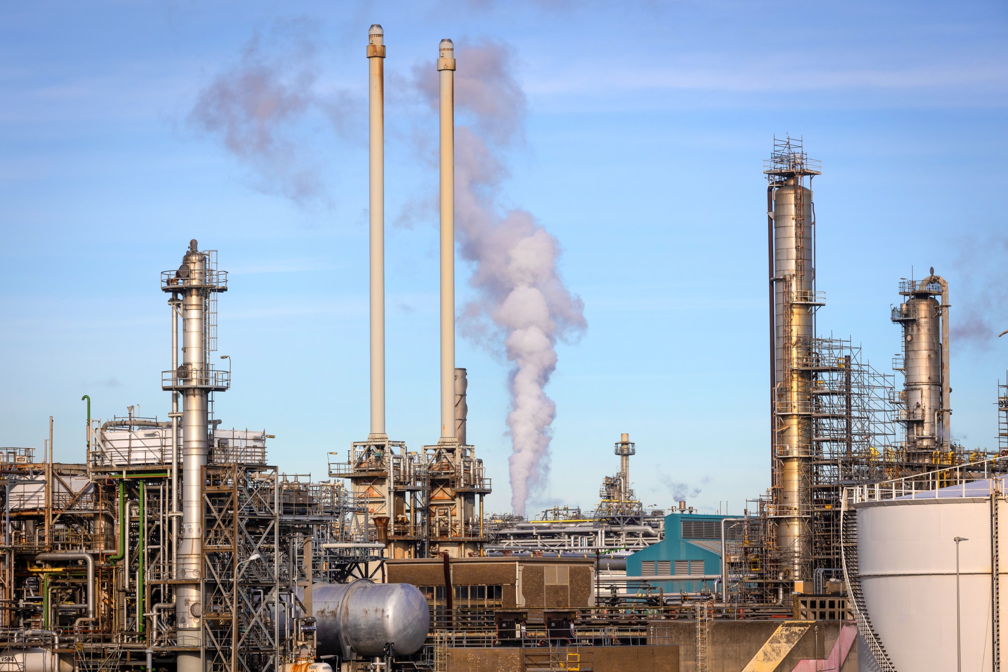 Oil processing and refining structures.