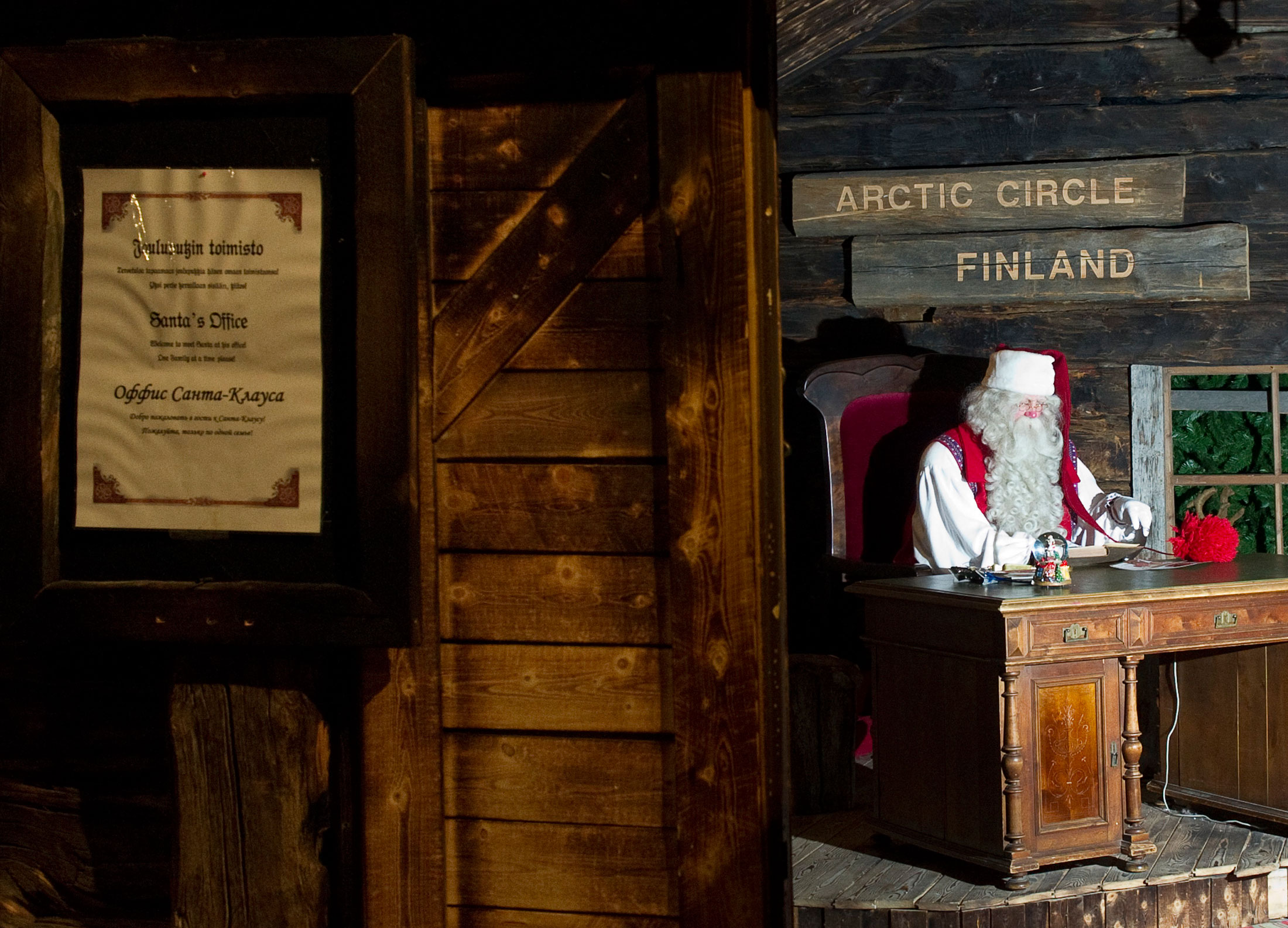 ‘Santa Claus’ in his office in Rovaniemi, Finland.
