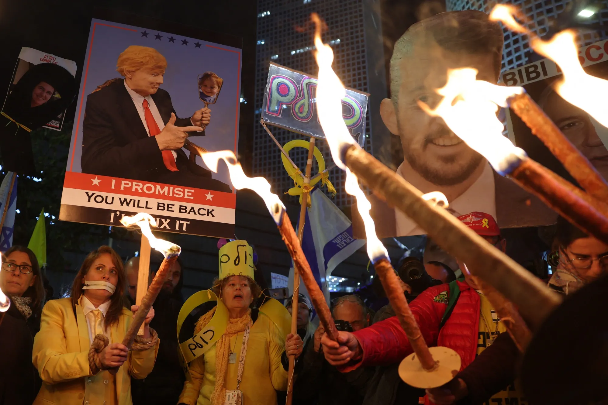 A protest calling for the release of hostages held captive in Gaza, in Tel Aviv on Feb.&nbsp;8.