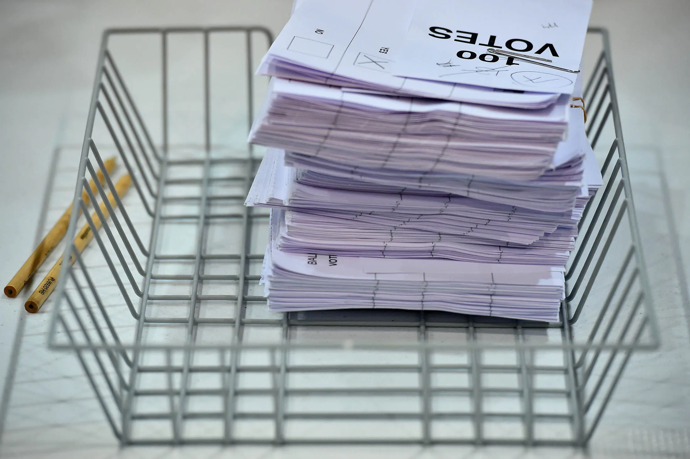 A pile of ballot papers in Aberdeen.
