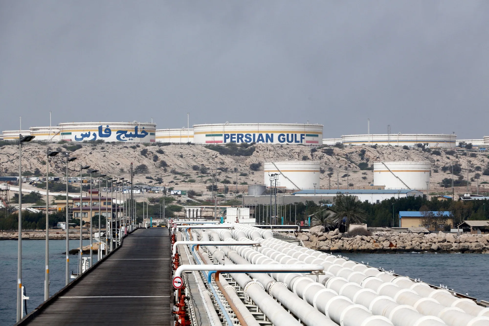 An oil facility in the Khark Island, on the shore of the Gulf.
