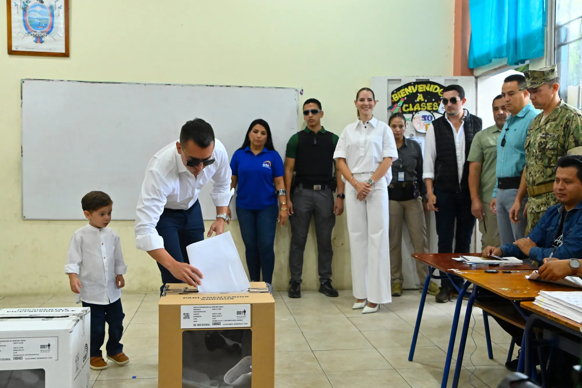 Daniel Noboa&nbsp;casts a ballot at a polling station during the general election in Olon, Ecuador, on&nbsp;Feb. 9.