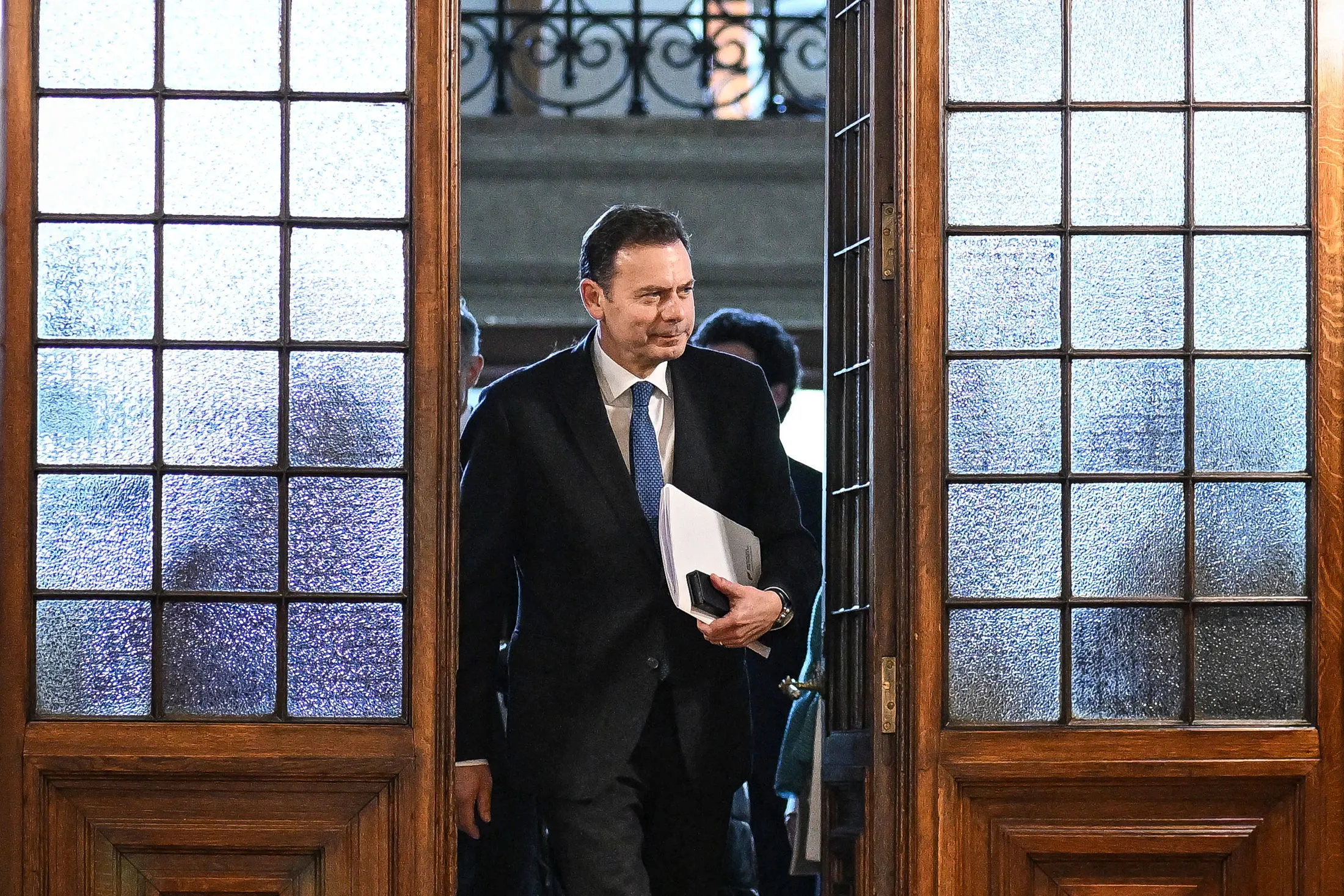 Luis Montenegro arrives for a vote of confidence parliamentary debate on March 11.