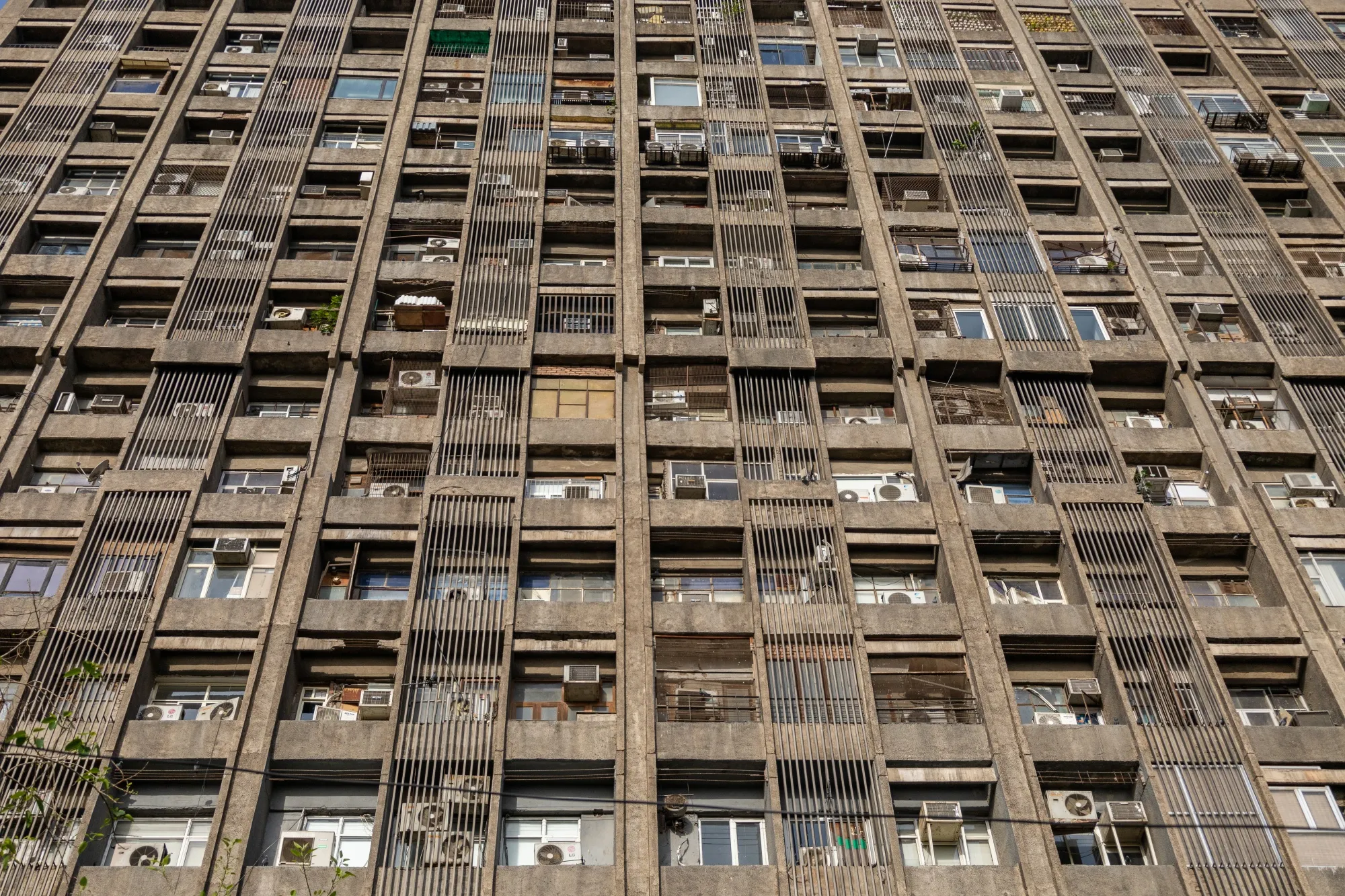 Air conditioner units at a building in New Delhi.