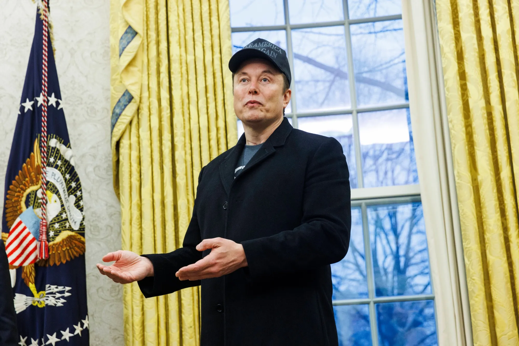 Elon Musk in the Oval Office on Feb. 11.
