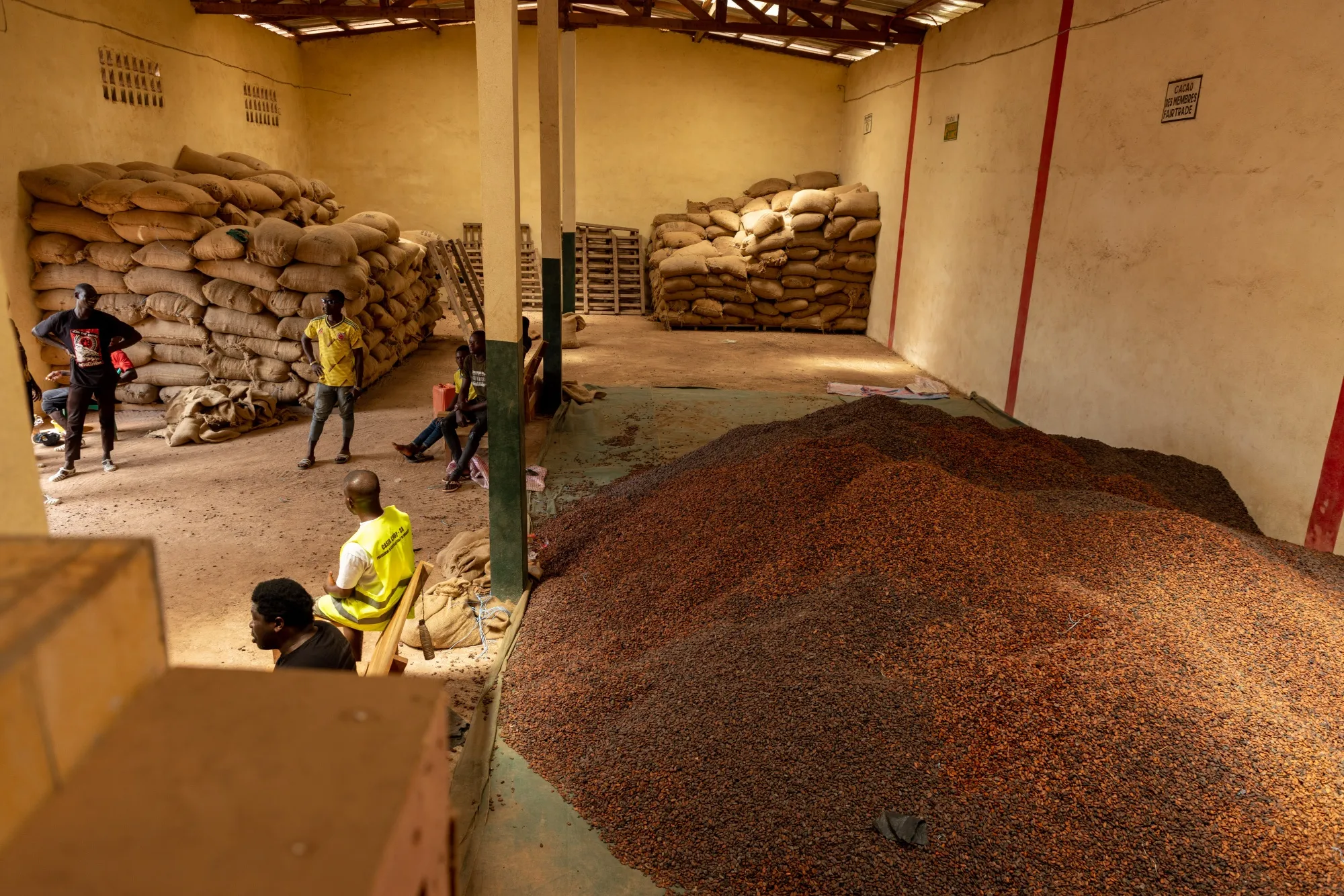 Cocoa beans at a warehouse in Daloa, Ivory Coast.