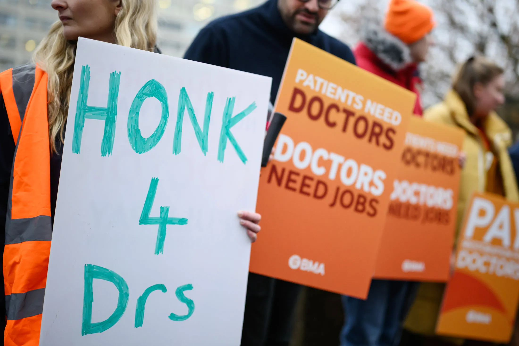 Resident doctors on strike in London in November.