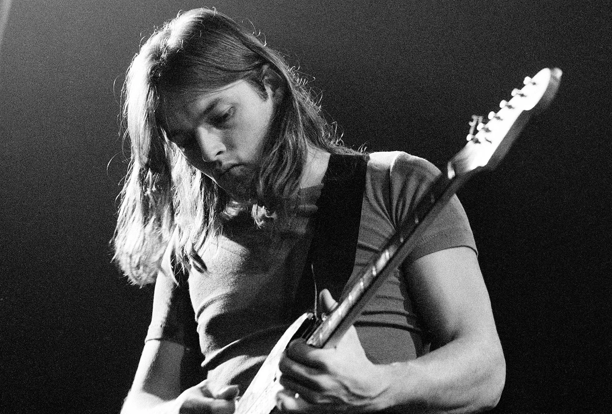 David Gilmour of Pink Floyd performs in Copenhagen on Sept. 23. 1971.