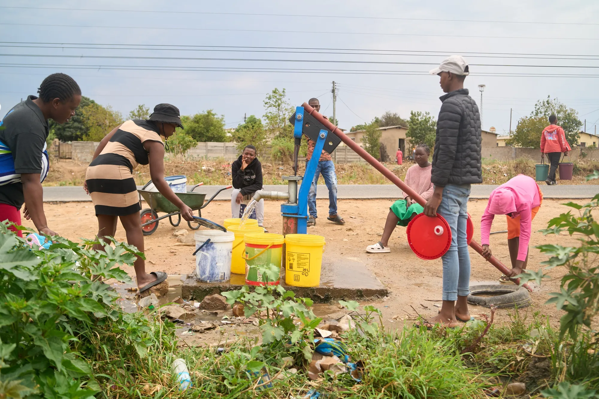Residents fetch water from a communal borehole in Magwegwe township, Bulawayo, Zimbabwe, in 2024, during the worst drought in 40 years.