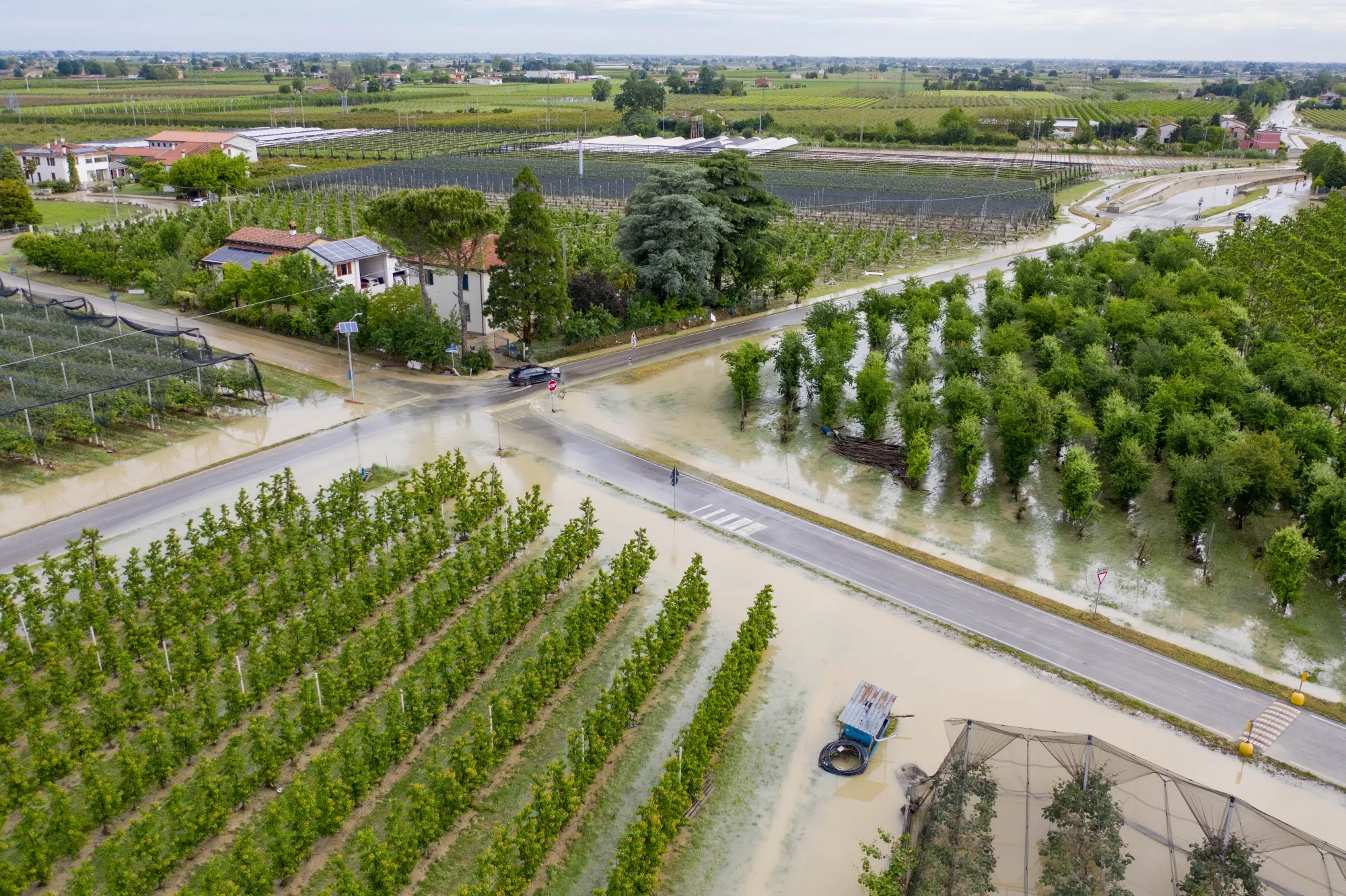 Flood water on fields in Castel Bolognese, northern Italy, on May 18.