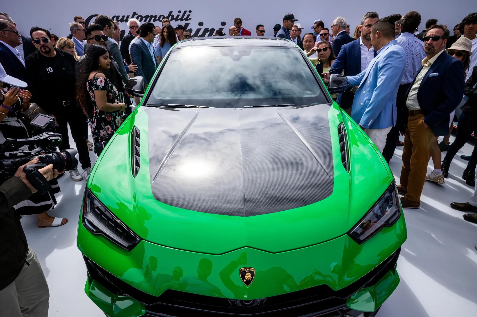 Attendees view the Lamborghini Urus Performante at The Quail, A Motorsports Gathering in Carmel, California, US, on Aug. 19.