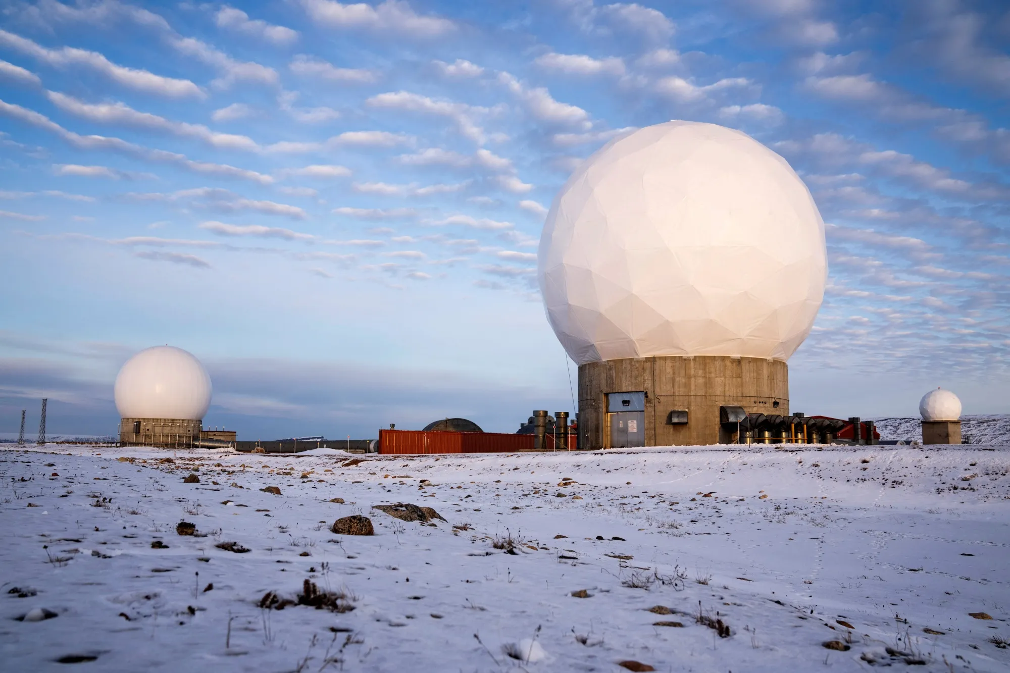 Pituffik Space Base and&nbsp;the domes of the Thule Tracking Station&nbsp;in northern Greenland.