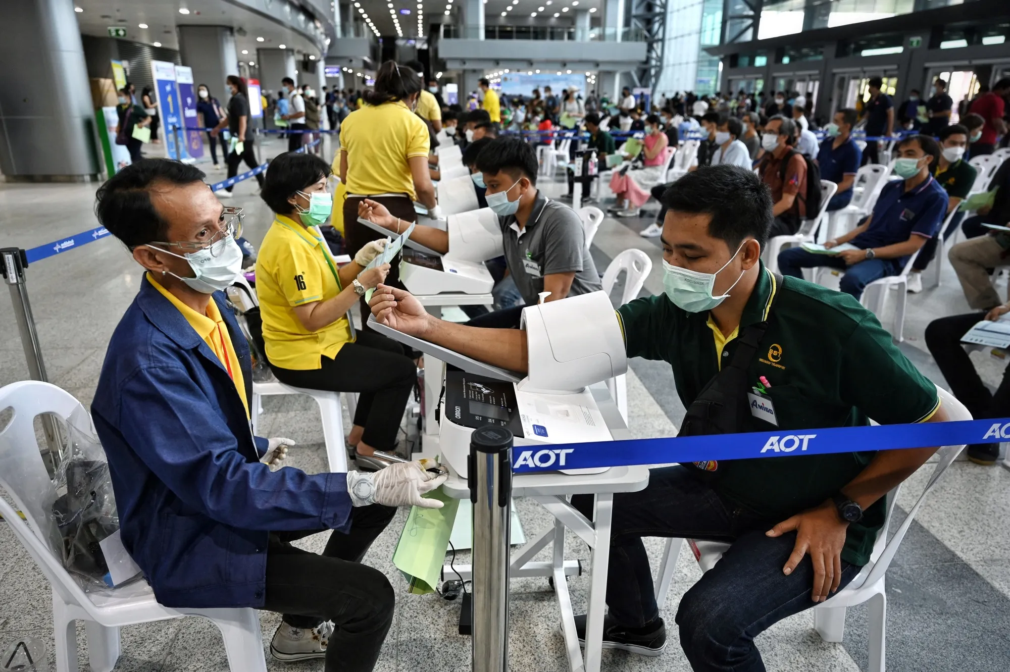 Pre-vaccination checks at Bang Sue Central Railway Station in Bangkok on June 22.
