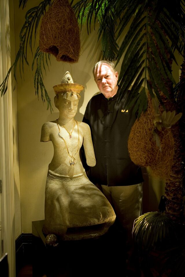 Latchford with one of his statues.