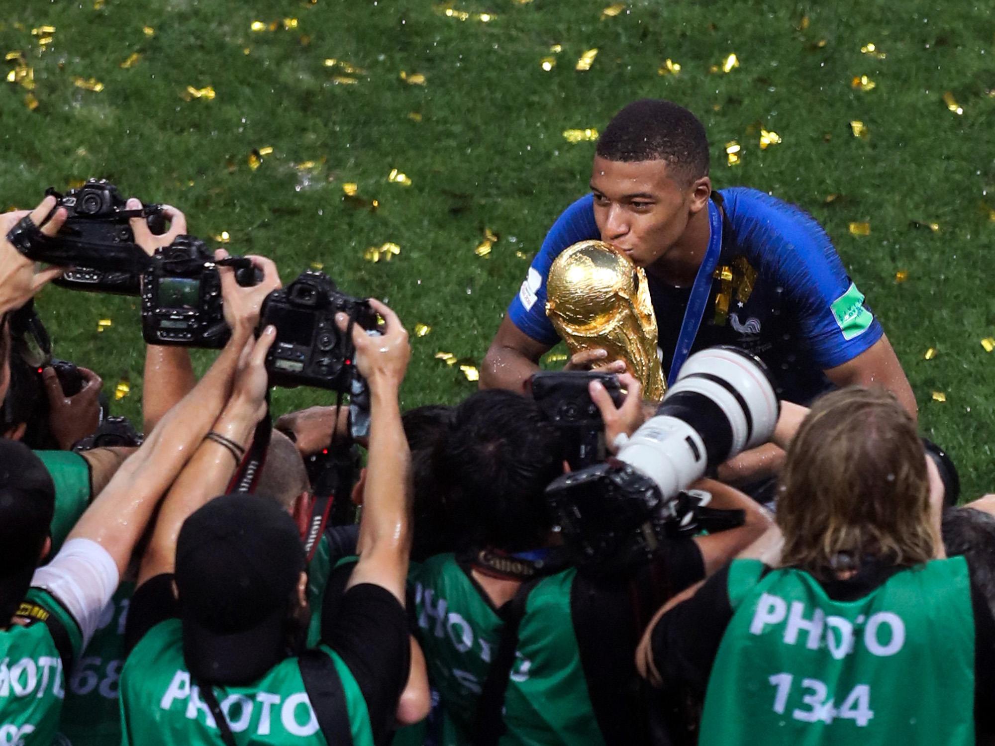 Kylian Mbappe&nbsp;after the&nbsp;FIFA World Cup Russia Final between France and Croatia at Luzhniki Stadium in Moscow on July 15, 2018.