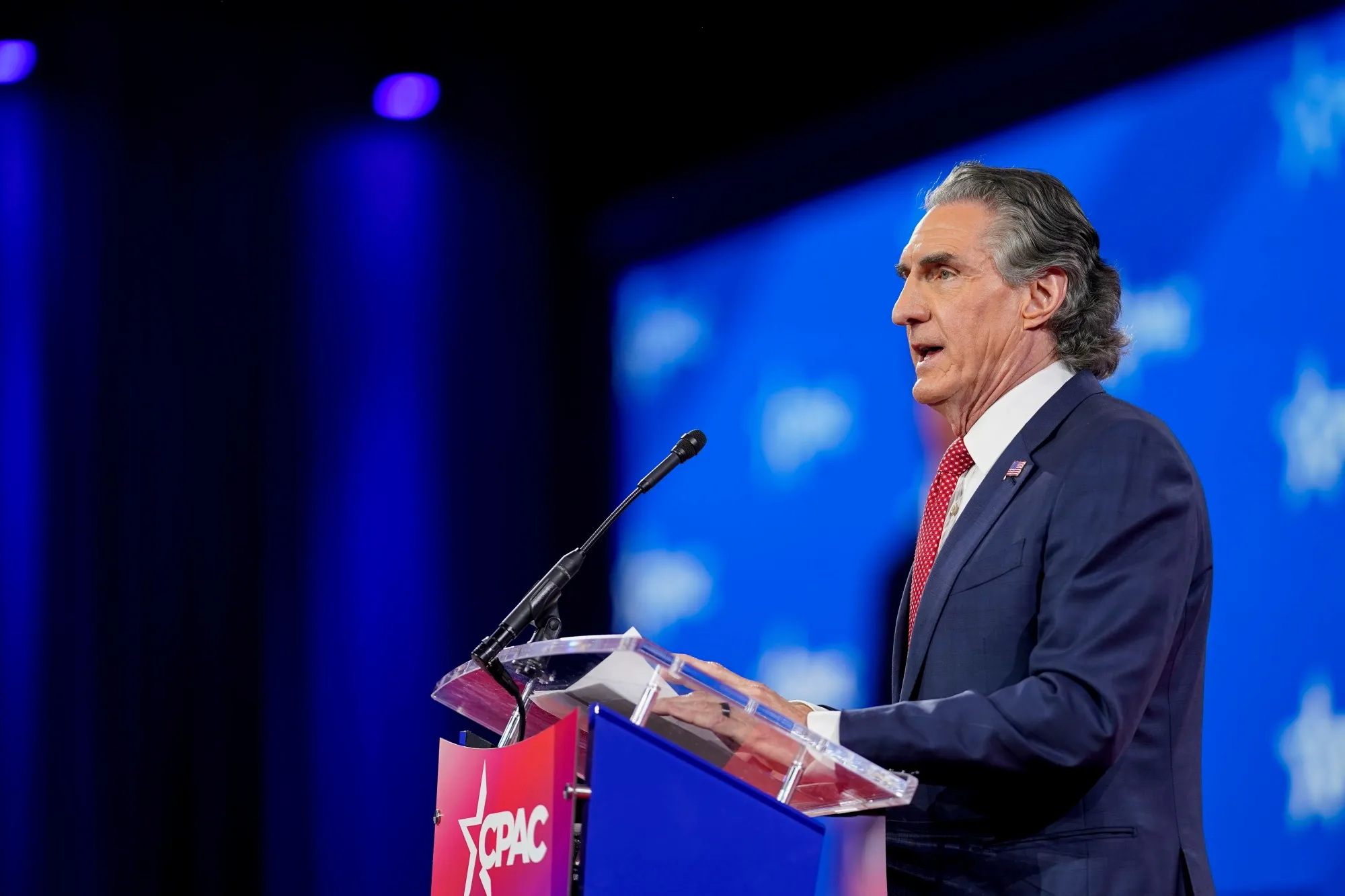 Doug Burgum speaks during the Conservative Political Action Conference (CPAC) in National Harbor, Maryland, on Feb. 22.