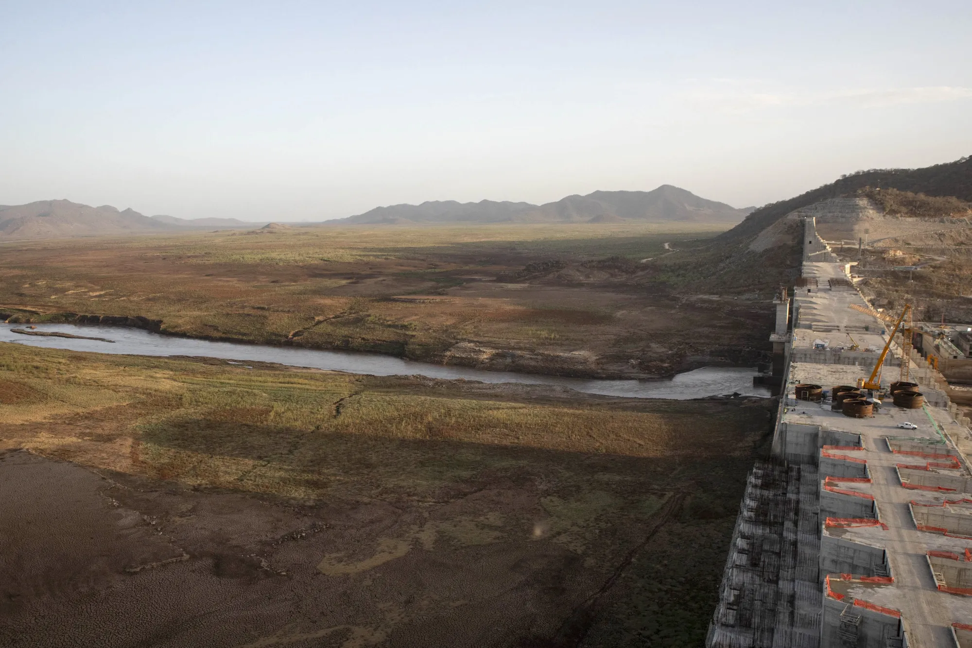 The Grand Ethiopian Renaissance Dam under construction in the Benishangul-Gumuz Region of Ethiopia in&nbsp;2019.