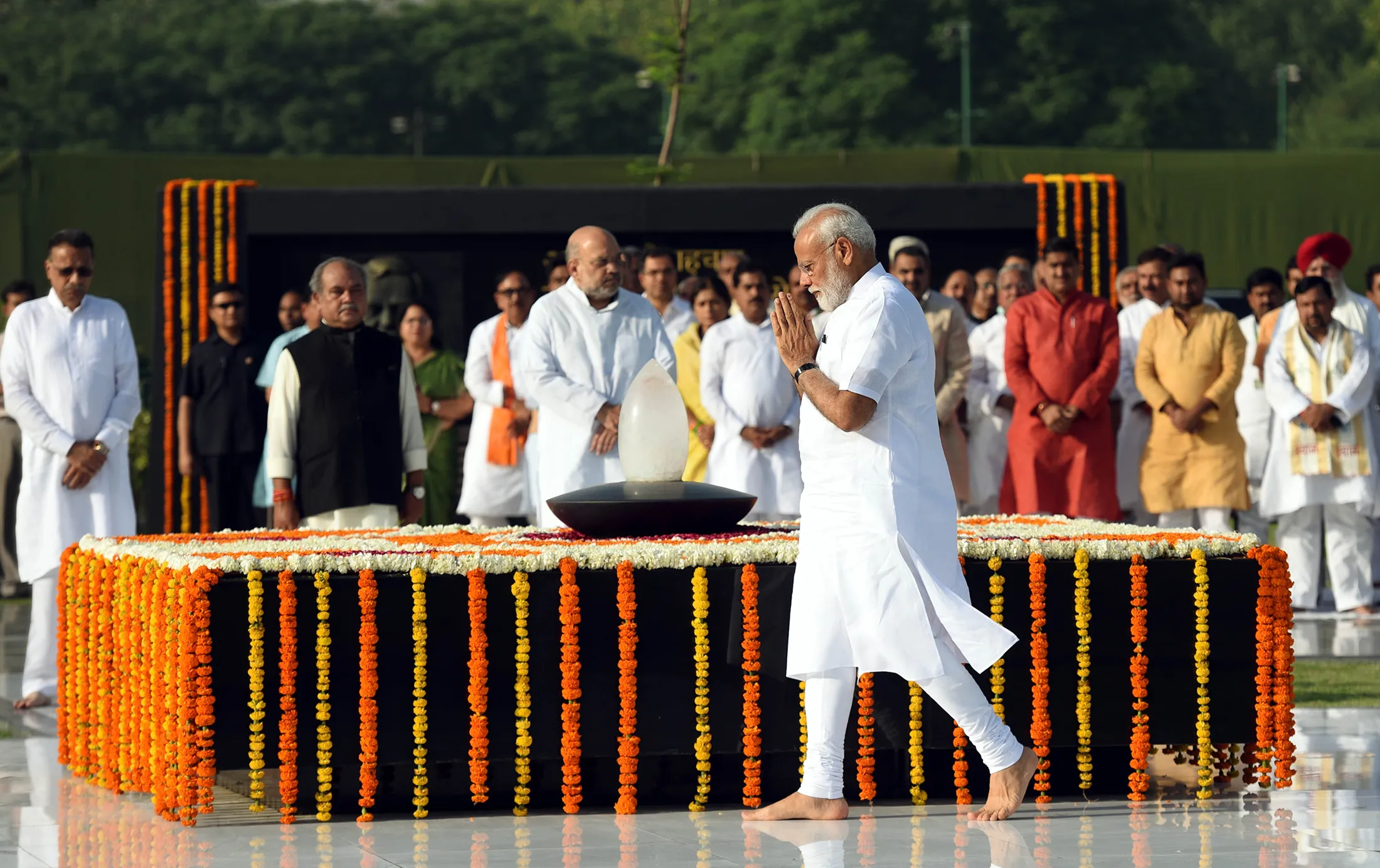 Narendra Modi at Sadaiv Atal Samadhi&nbsp;ahead of his swearing-in ceremony on May 30.&nbsp;