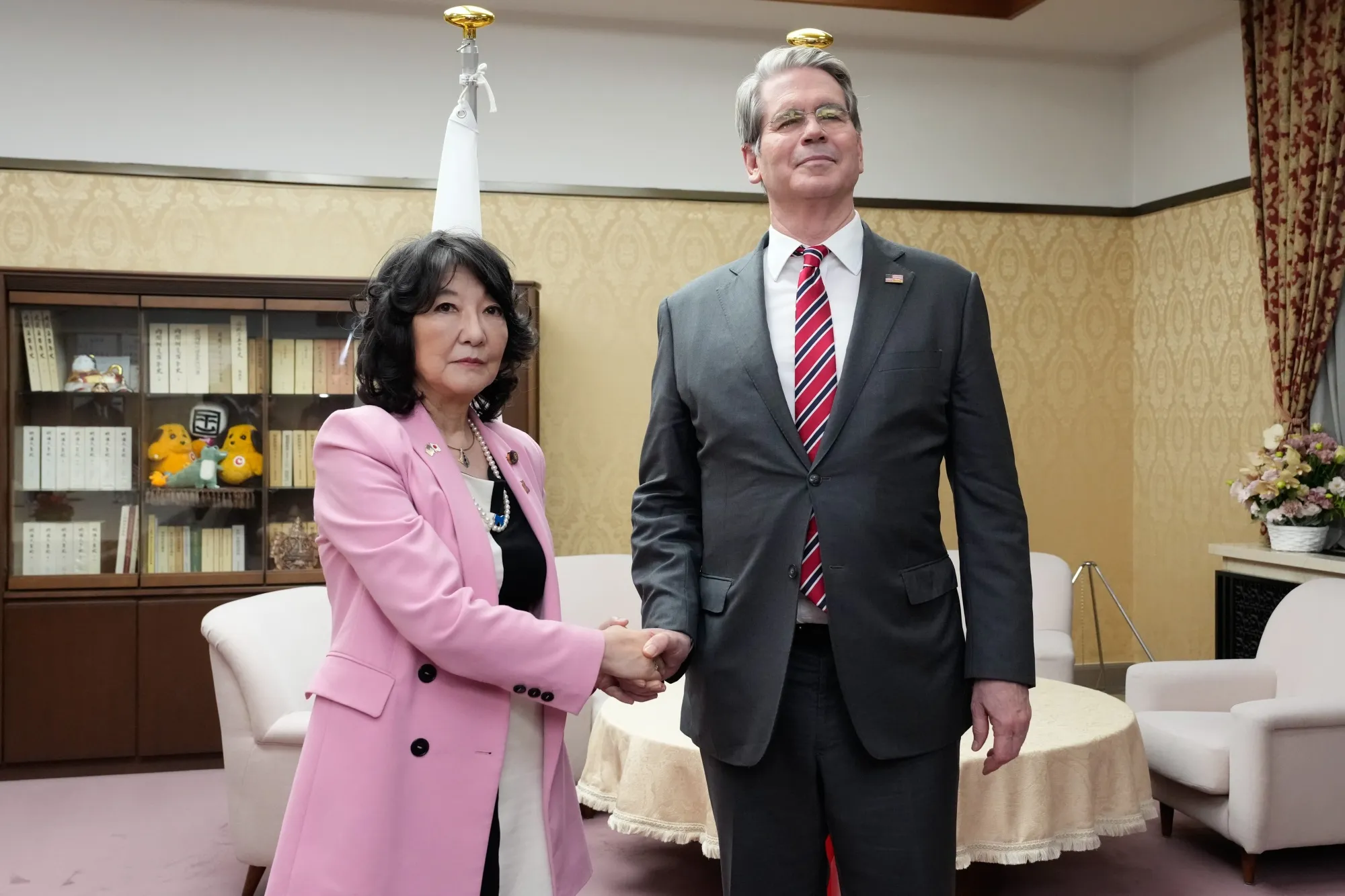 Scott Bessent, right, and Satsuki Katayama during a meeting in Tokyo in 2025.