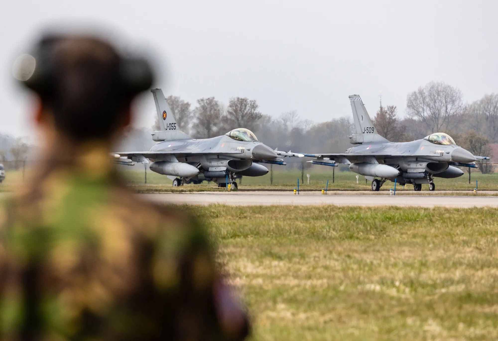 Dutch F-16 fighter jets&nbsp;at Leeuwarden Air Base, Netherlands.