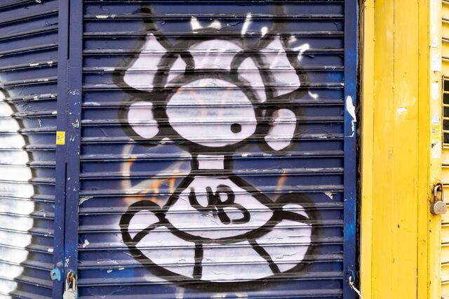 Masked figure at Garrison Street and Hunts Point Avenue, Bronx