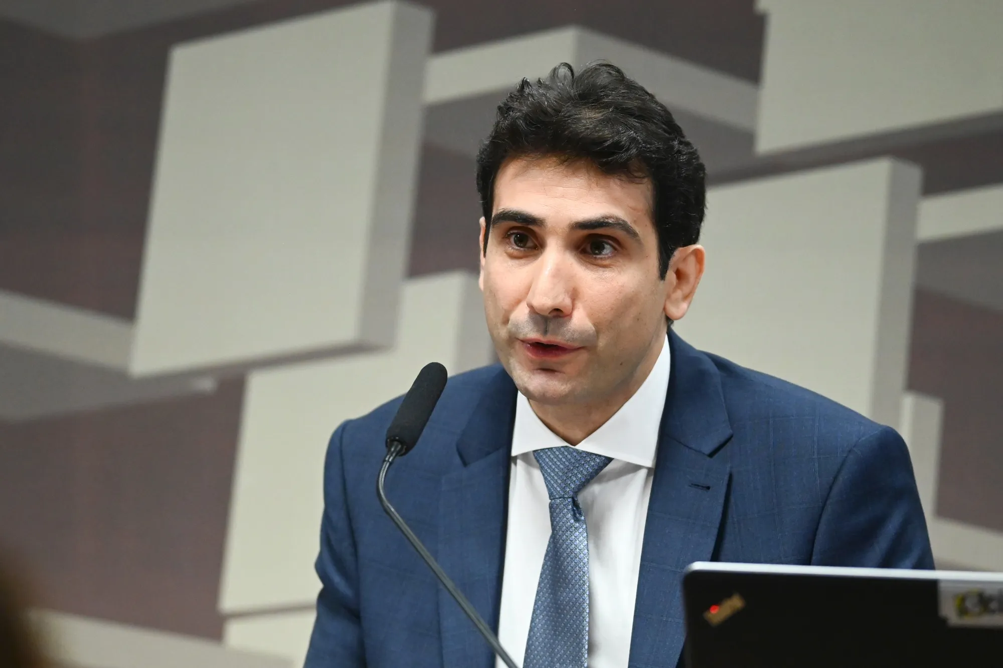 Gabriel Galipolo, monetary policy director of Brazil’s central bank, during his confirmation vote at the National Congress in Brasilia, Brazil, on Tuesday, Oct. 8, 2024.