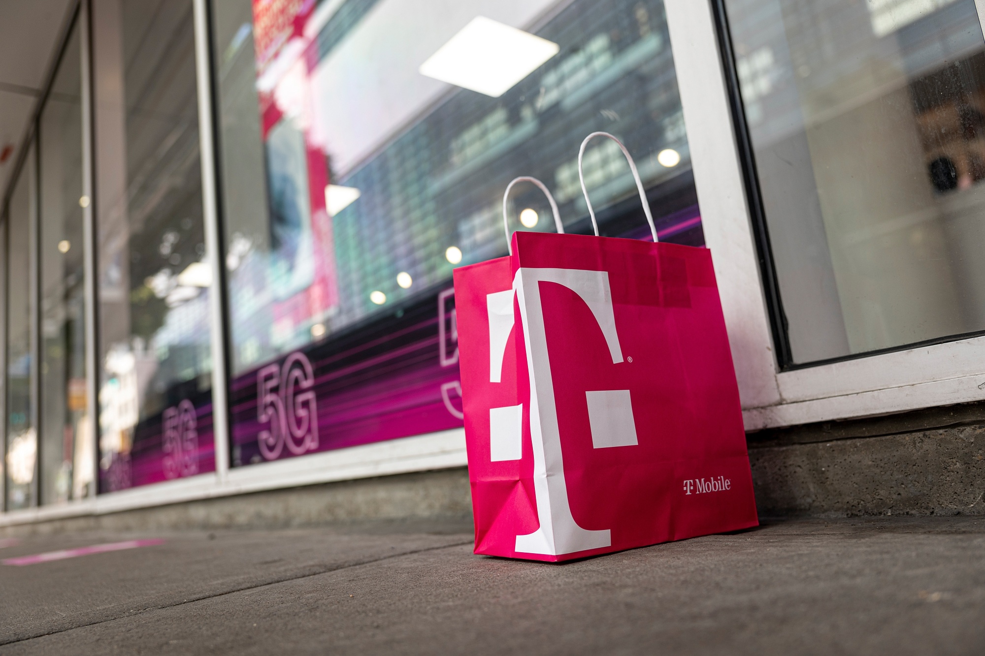 A T-Mobile branded shopping bag in San Francisco.&nbsp;