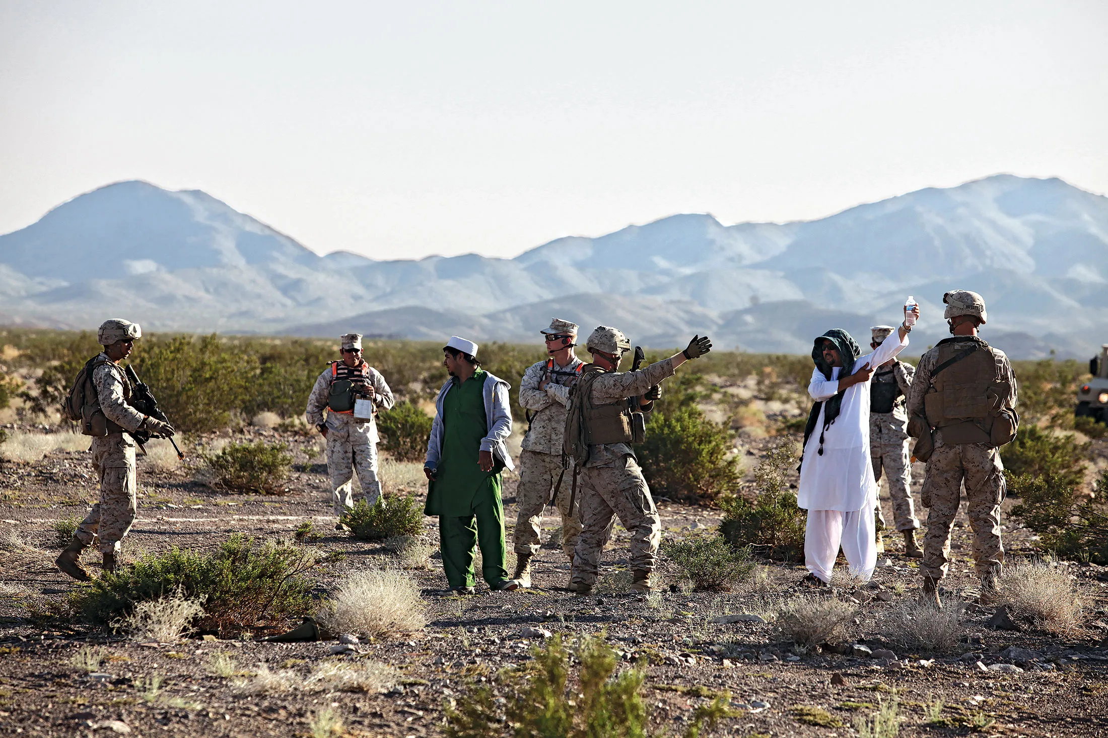 Marines training with role players at Twentynine Palms in 2012.
