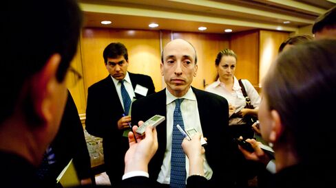 Gary Gensler speaks to reporters after giving a speech in Washington on Oct. 4, 2010.
