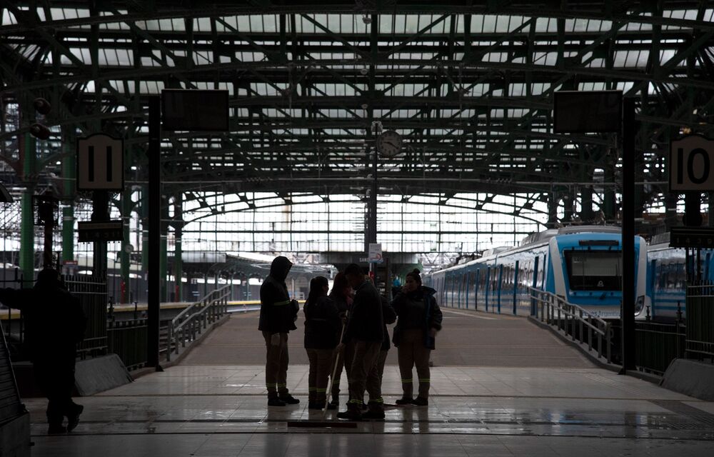The Constitucion railway station during a massive energy blackout in Argentina on Sunday.Â 