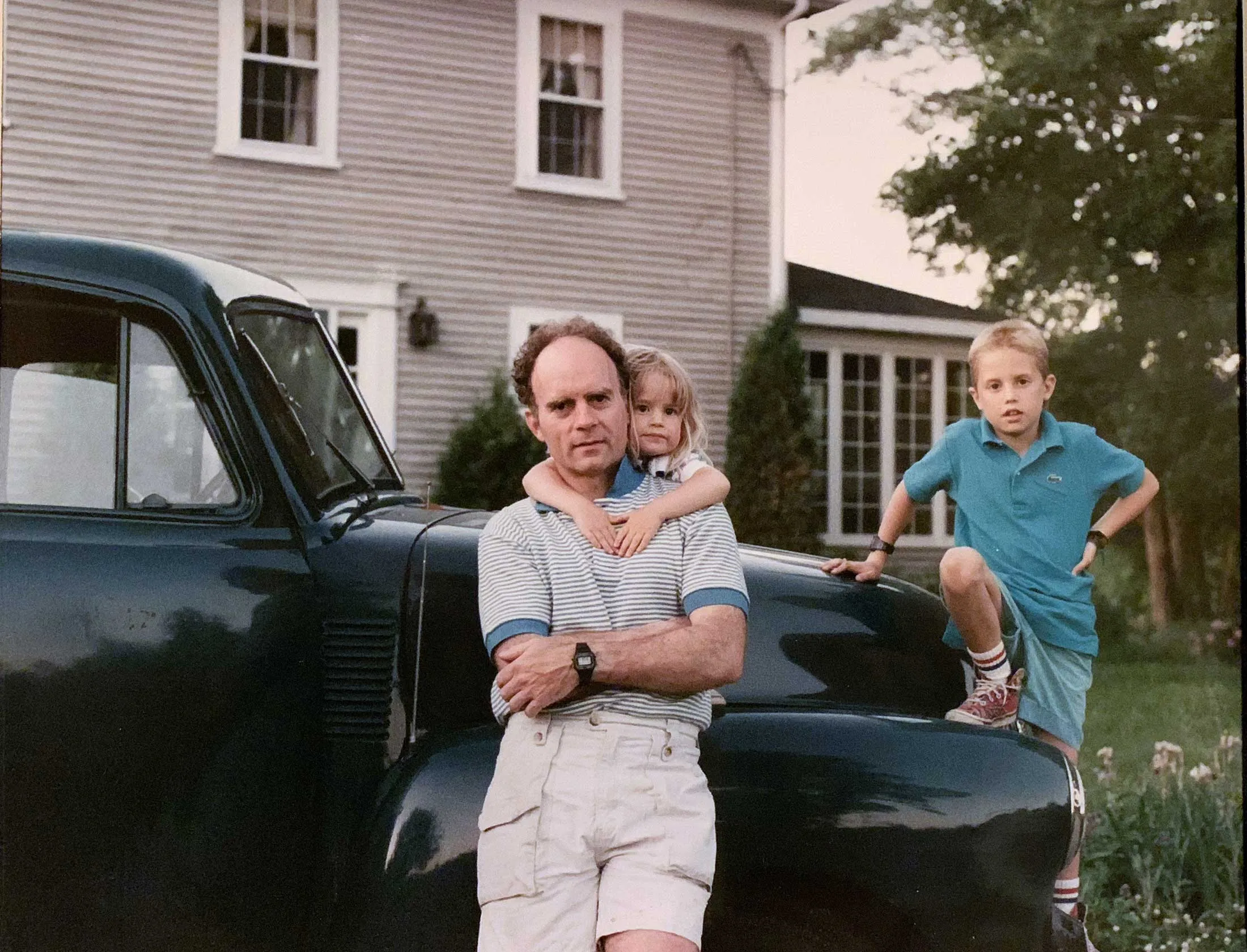 Ron Deprez with his daughter, Esmé, and son, Réal, in Maine in the late 1980s.