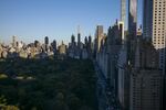 Buildings surround Central Park in New York.