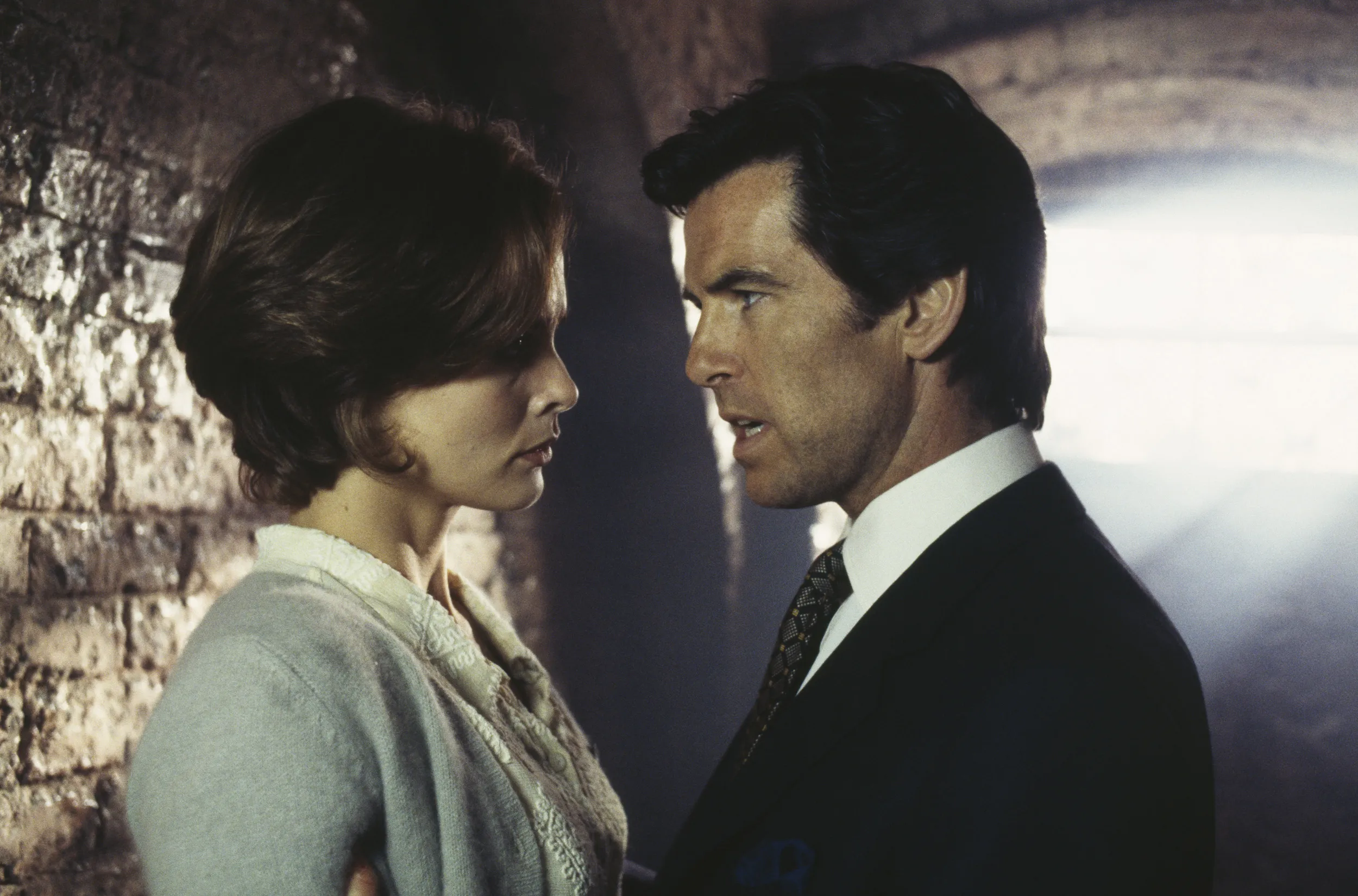 Izabella Scorupco with Irish actor Pierce Brosnan in the James Bond film "GoldenEye."