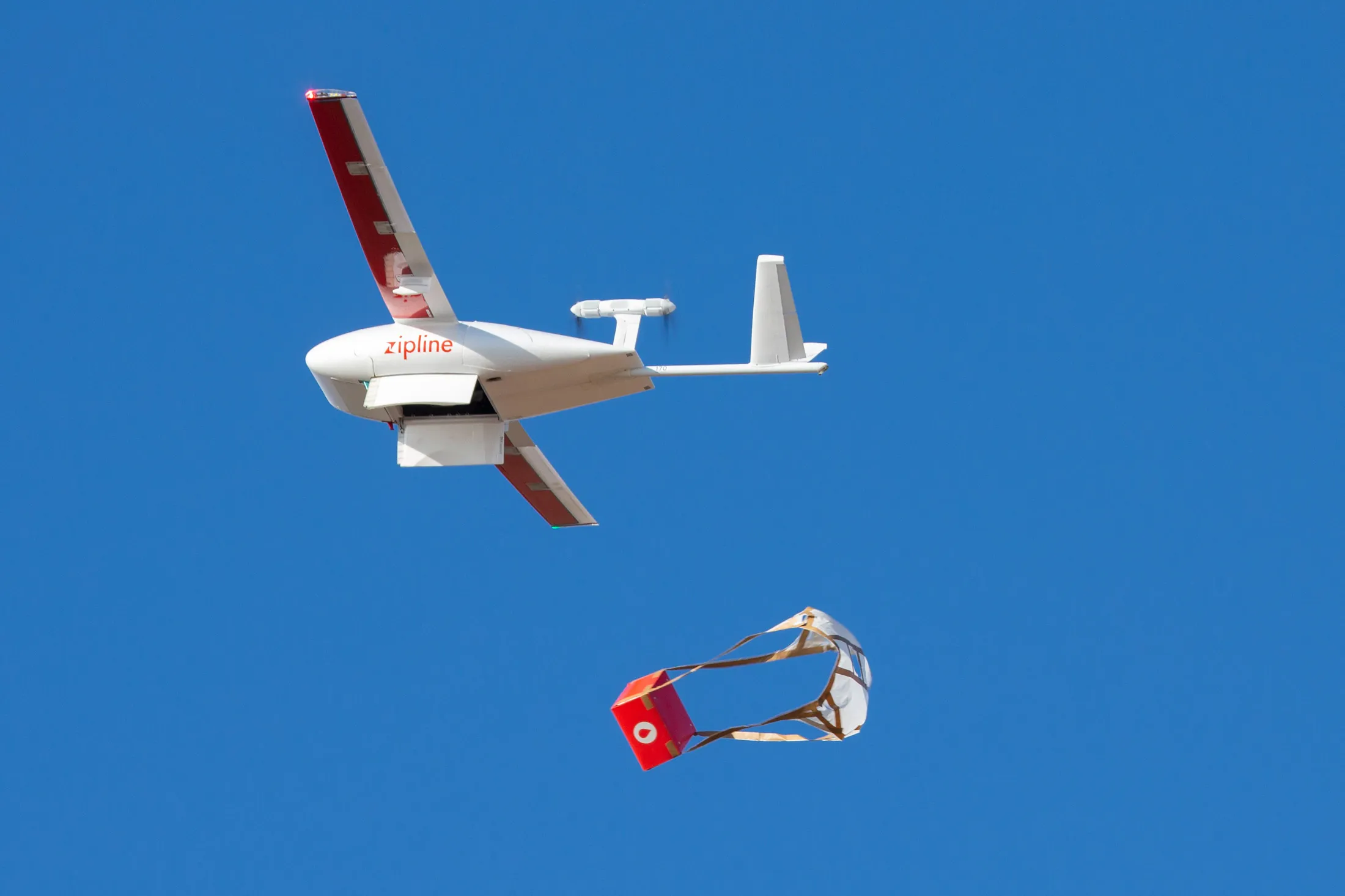 A Zipline drone delivery.