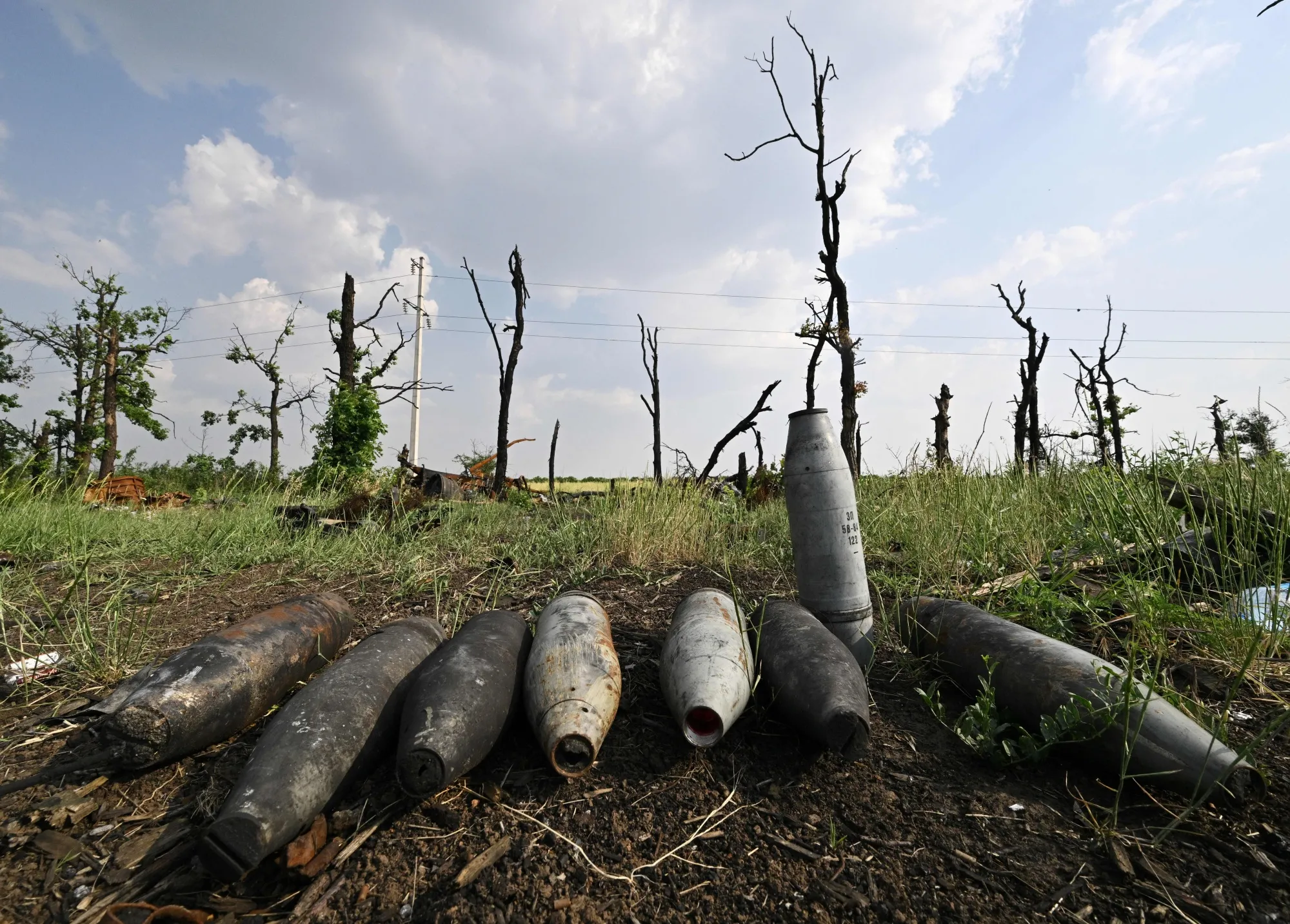 Artillery shells in&nbsp;a field not far from the&nbsp;city of Mykolaiv, Ukraine&nbsp;on June 12.