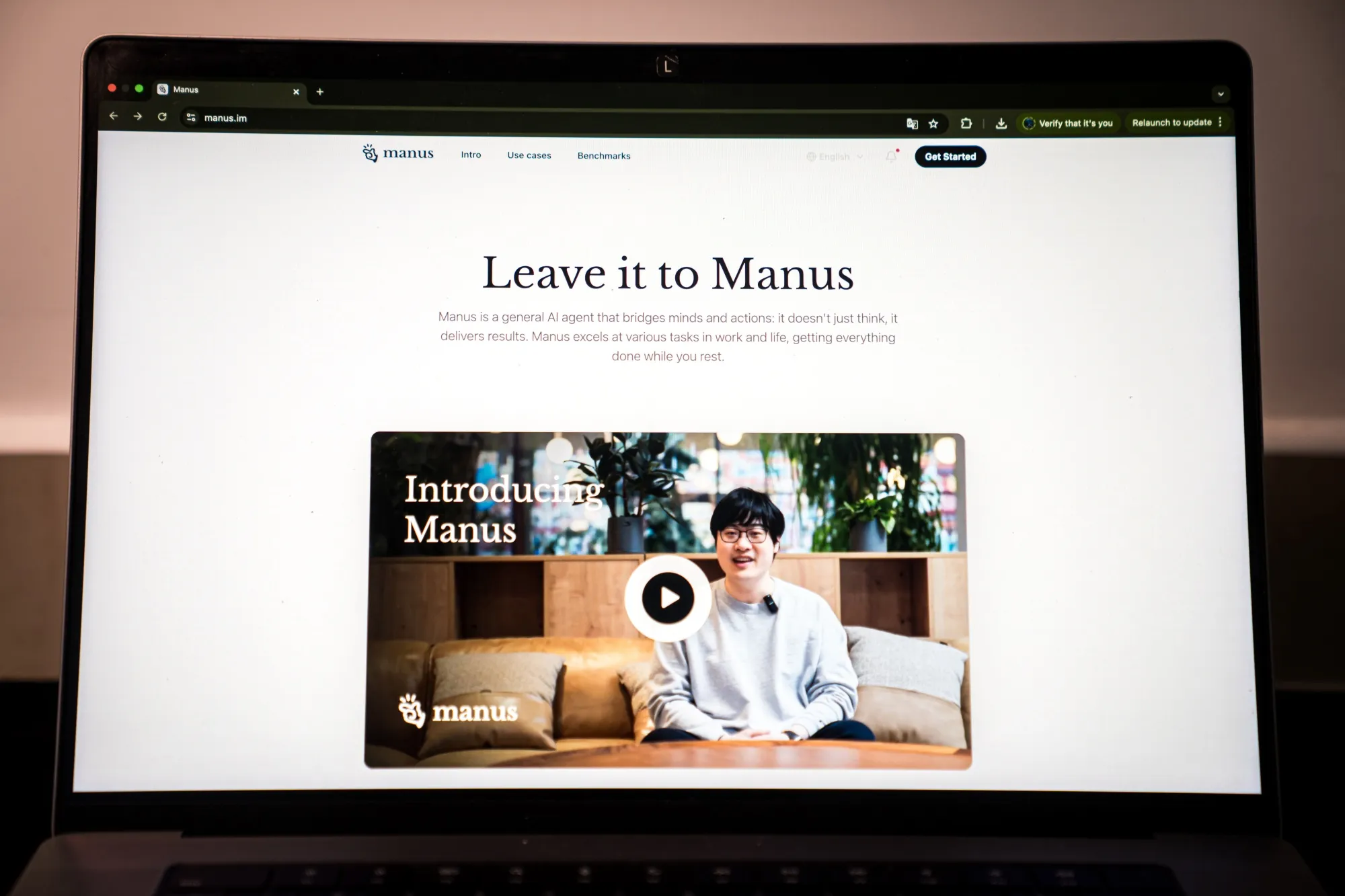The website for Manus AI.